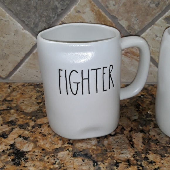 New Rae Dunn SURVIVOR and FIGHTER Mug Set - Picture 2 of 3